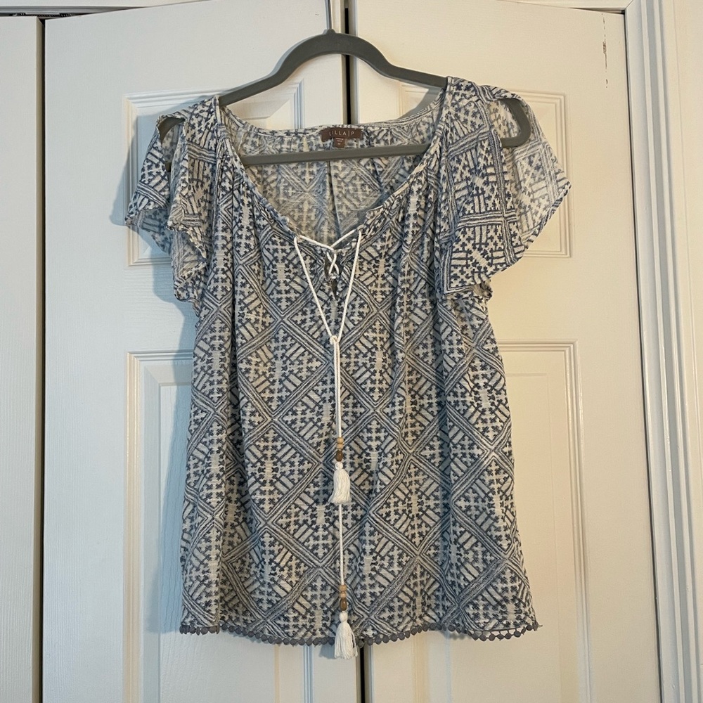 Lilla P Bohemian Ruffled Top with Tassels